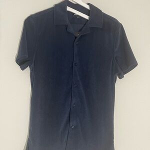 Express Dark Blue Casual Button Down Shirt